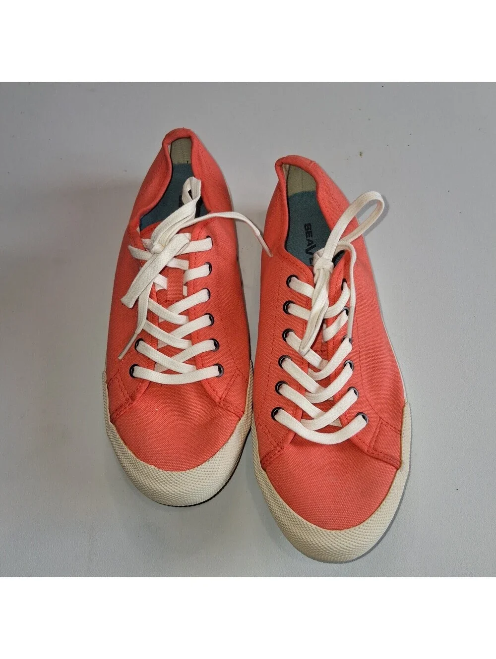 SeaVees Monterey Sneaker Stitch Fix Women's Size 10 Coral Canvas Lace Up Shoes